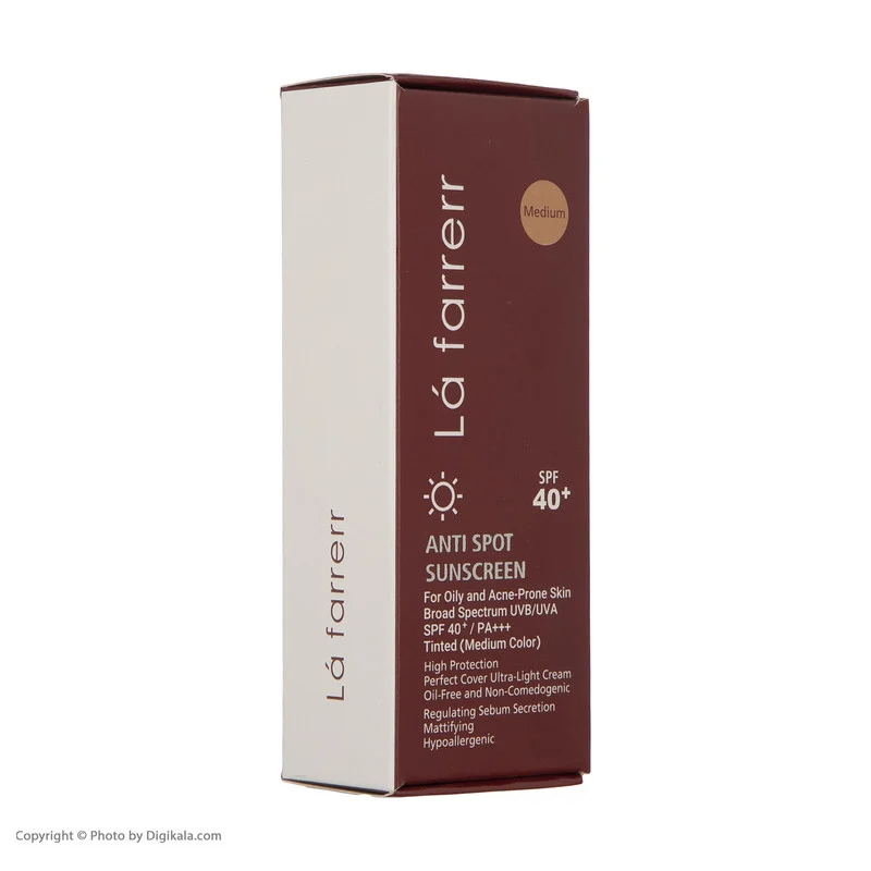 کرم ضدآفتاب و ضدلک رنگی لافارر مدل SPF40-Medium، مناسب پوست‌های چرب، حجم 40 میلی‌لیتر