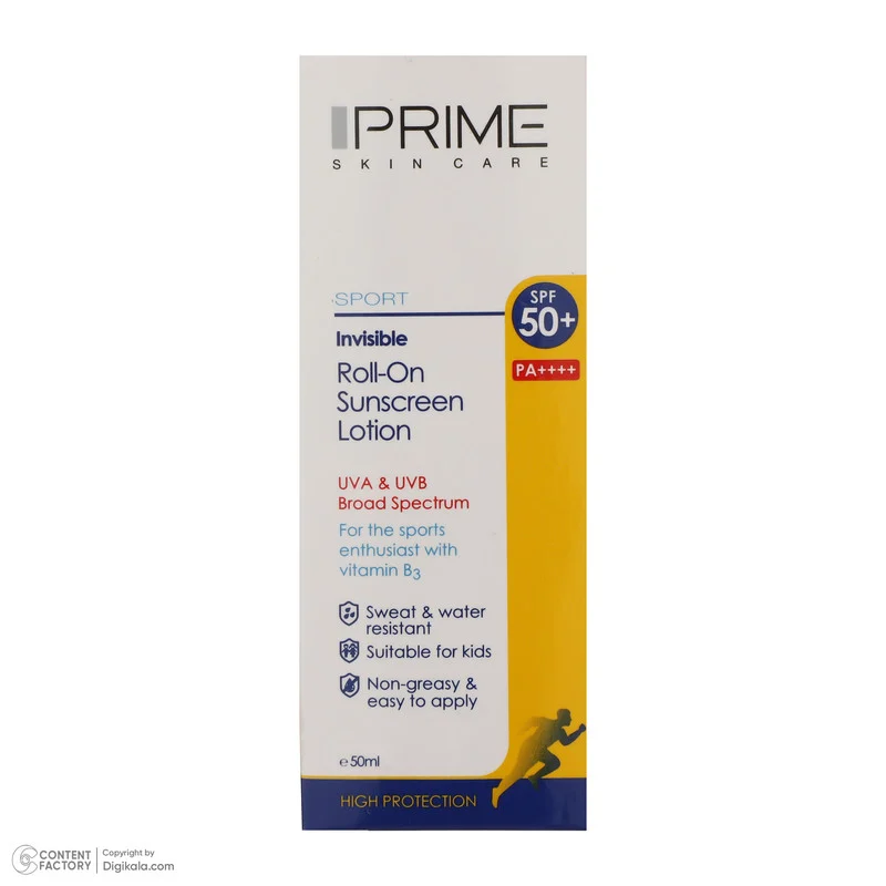 لوسیون ضدآفتاب پرایم مدل Spoert Invisible Roll-On، حجم 50 میلی‌لیتر