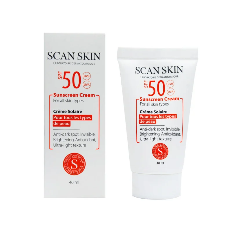 کرم ضدآفتاب و ضدلک بی‌رنگ اسکن اسکین مدل SPF50 مناسب انواع پوست، حجم 40 میلی‌لیتر