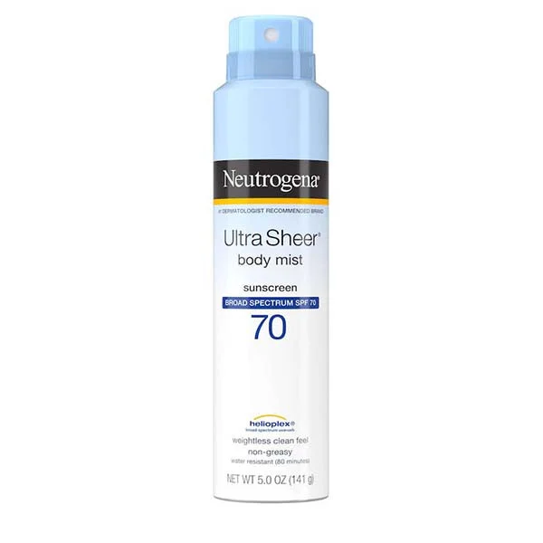 اسپری ضد آفتاب بدون رنگ نوتروژینا SPF 70 مدل Ultra Sheer 70 مناسب پوست های معمولی حجم 141 میلی لیتر