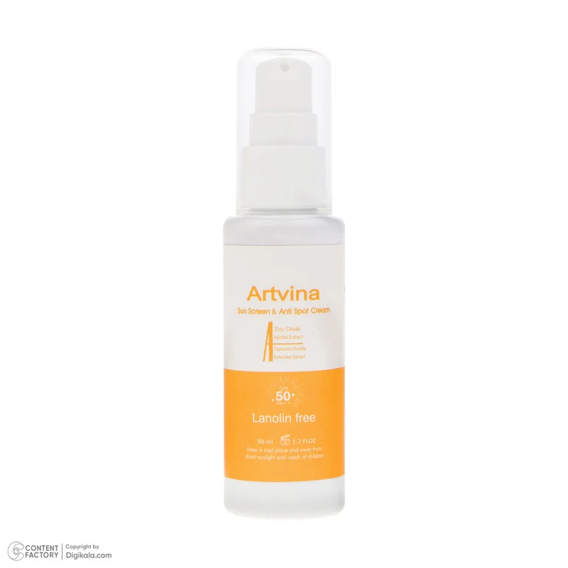 کرم ضد آفتاب بدون رنگ آرت وینا SPF 50 مدل Highly Effective ‌محافظ UVA ،UVB و PA+++، ضد حساسیت، ضد چروک و ضد پیری مناسب انواع پوست‌ حجم 50 میلی‌لیتر