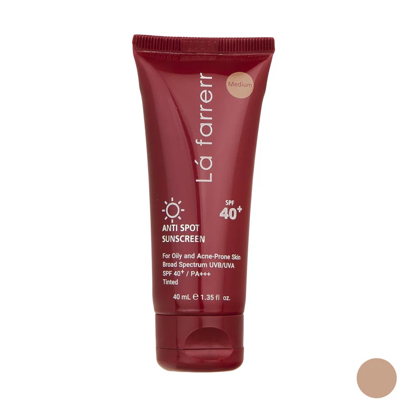 کرم ضدآفتاب و ضدلک رنگی لافارر مدل SPF40-Medium، مناسب پوست‌های چرب، حجم 40 میلی‌لیتر