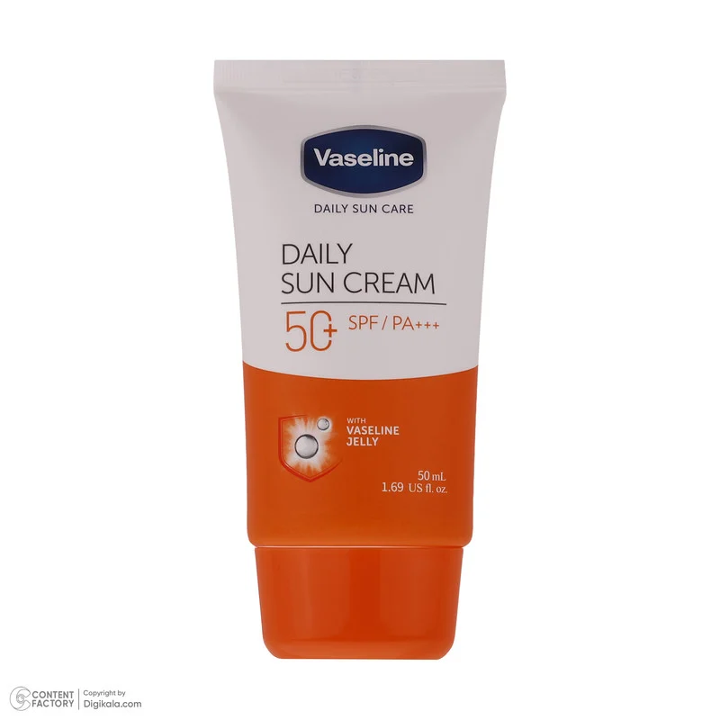 کرم ضدآفتاب بی‌رنگ وازلین +SPF50 مدل دیلی سان مناسب انواع پوست، حجم 50 میلی‌لیتر