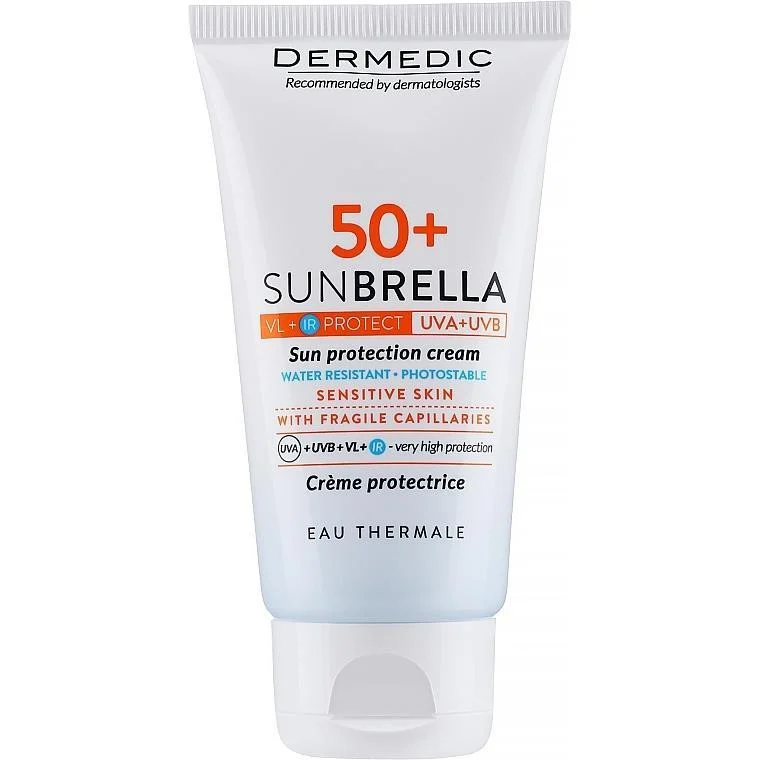 کرم ضد آفتاب بدون رنگ درمدیک SPF 50 مدل fragile ‌مناسب پوست‌های حساس حجم 50 میلی‌لیتر