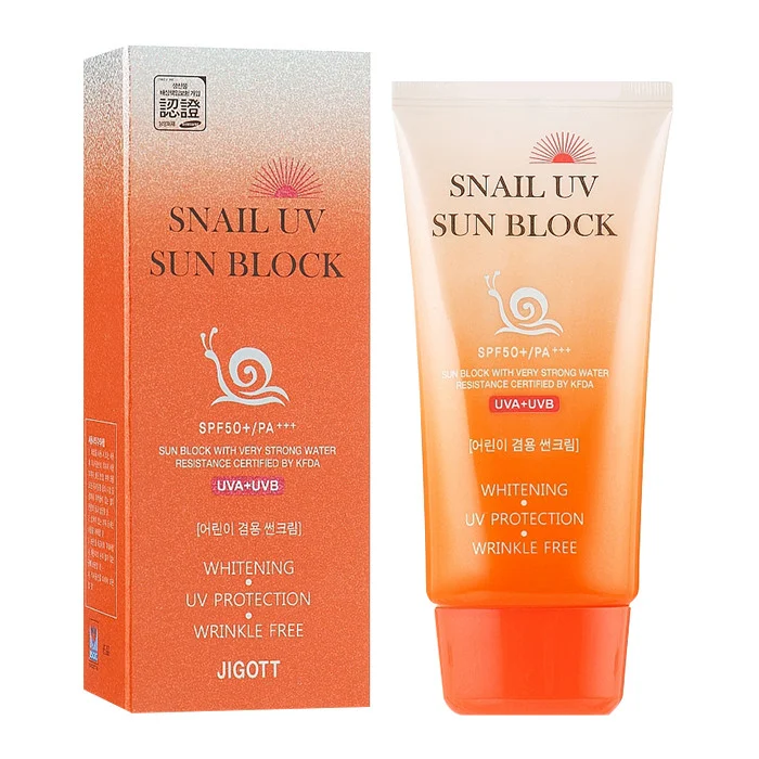 کرم ضد آفتاب بدون رنگ جیگوت SPF 50 مدل حلزون ‌مناسب انواع پوست حجم 50 میلی‌لیتر