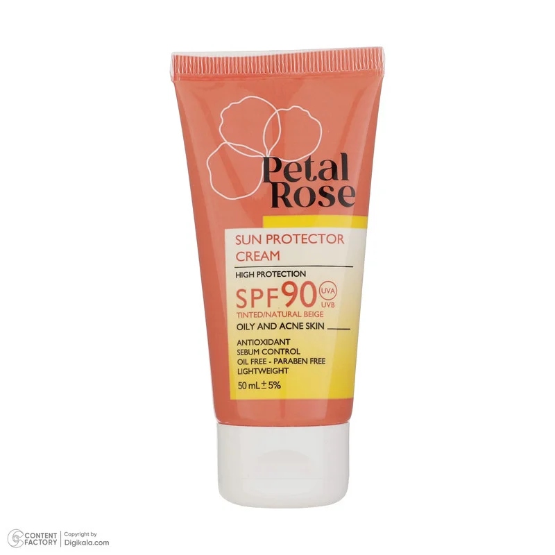 کرم ضد آفتاب رنگی پتال رز SPF 90 مدل 01 مناسب پوست‌های چرب ‌حجم 50 میلی‌لیتر