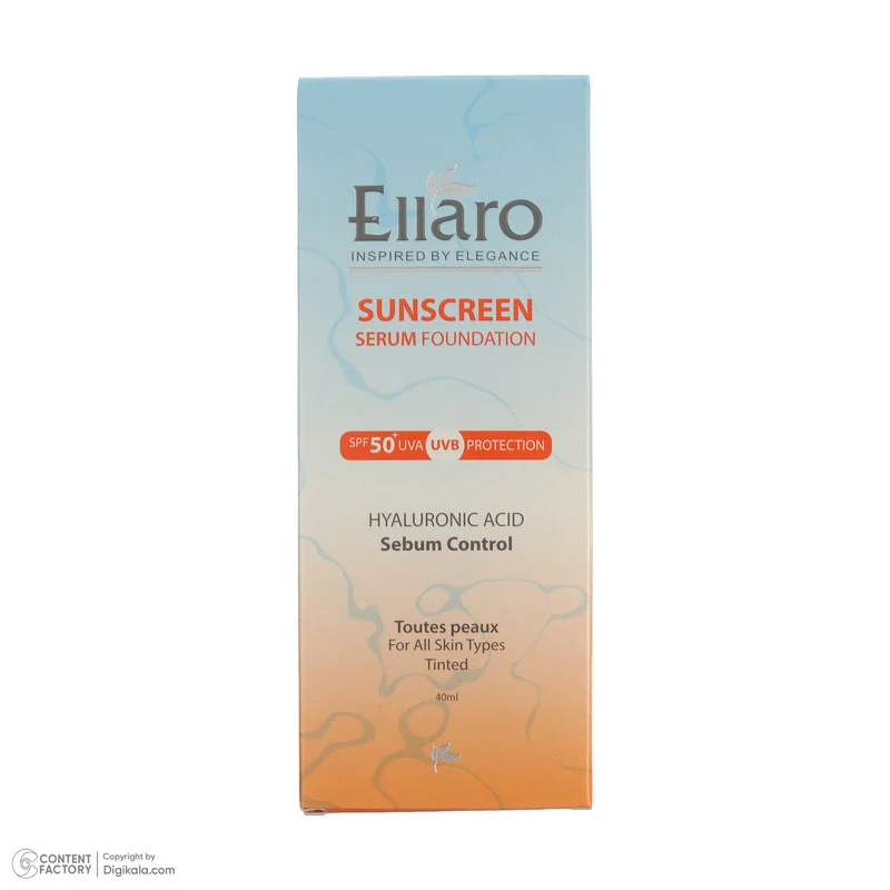 کرم ضد آفتاب رنگی صورت الارو SPF 50 مدل Hyaluronic acid ‌محافظ در برابر اشعه UVA و UVB مناسب برای انواع پوست حجم 40 میلی‌لیتر