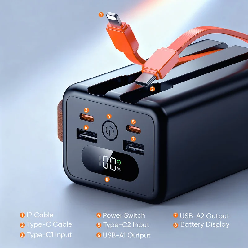 پاوربانک 22.5 وات ویدوی مدل PB7033-30000/22.5W ظرفیت 30000 میلیآمپرساعت