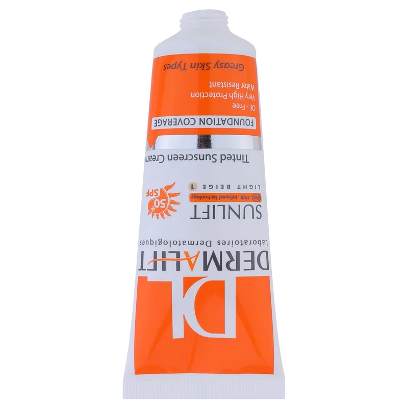 کرم ضدآفتاب رنگی درمالیفت مدل Sunlift SPF50 بژ روشن، حجم 40 میلی‌لیتر