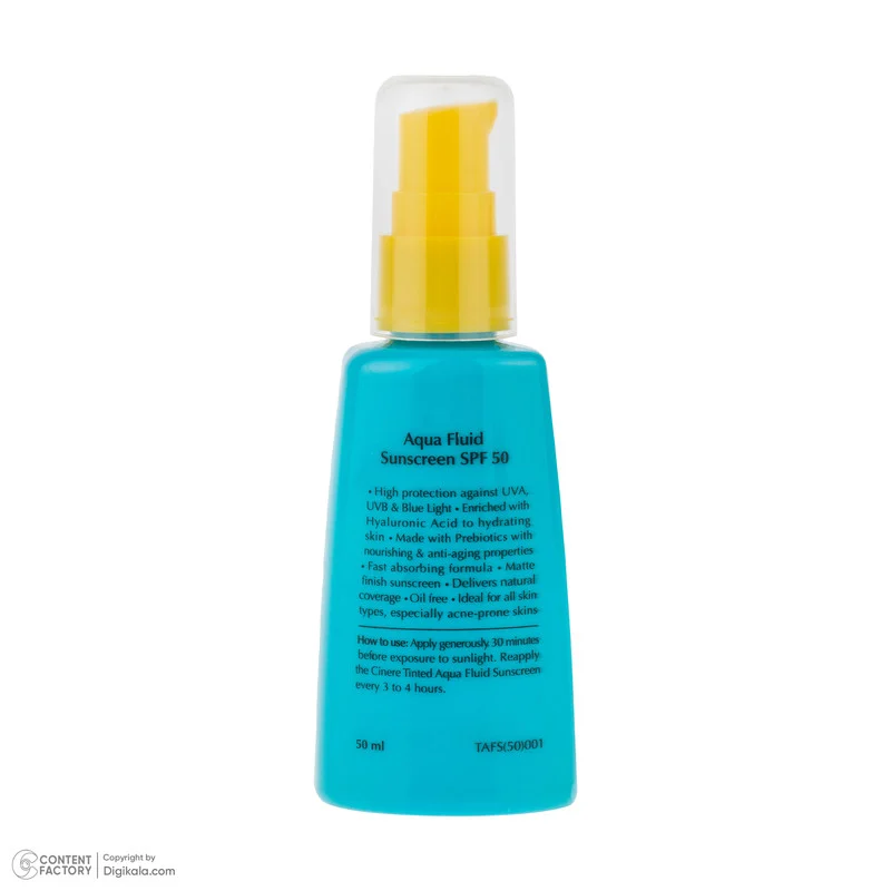 فلوئید ضد آفتاب رنگی لایت رز صورت سینره SPF 50 مدل AQUA محافظ UVA ،UVB و ++++PA مناسب برای انواع پوست حجم 50 میلیلیتر