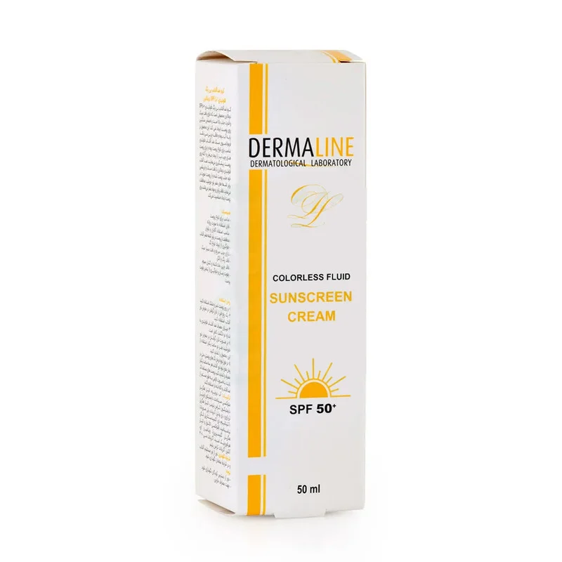 کرم ضد آفتاب بیرنگ صورت درمالاین SPF 50 مدل laboratory محافظ در برابر uva/uvb مناسب برای انواع پوست حجم 50 میلیلیتر