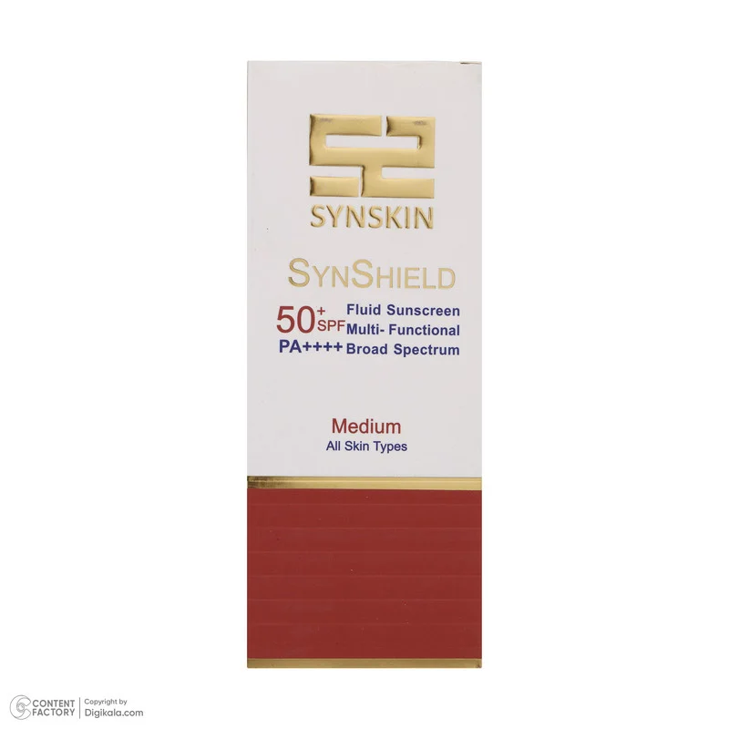 فلوئید ضد آفتاب رنگی ساین اسکین SPF 50 مدل Syn shield مناسب انواع پوست وزن 50 گرم