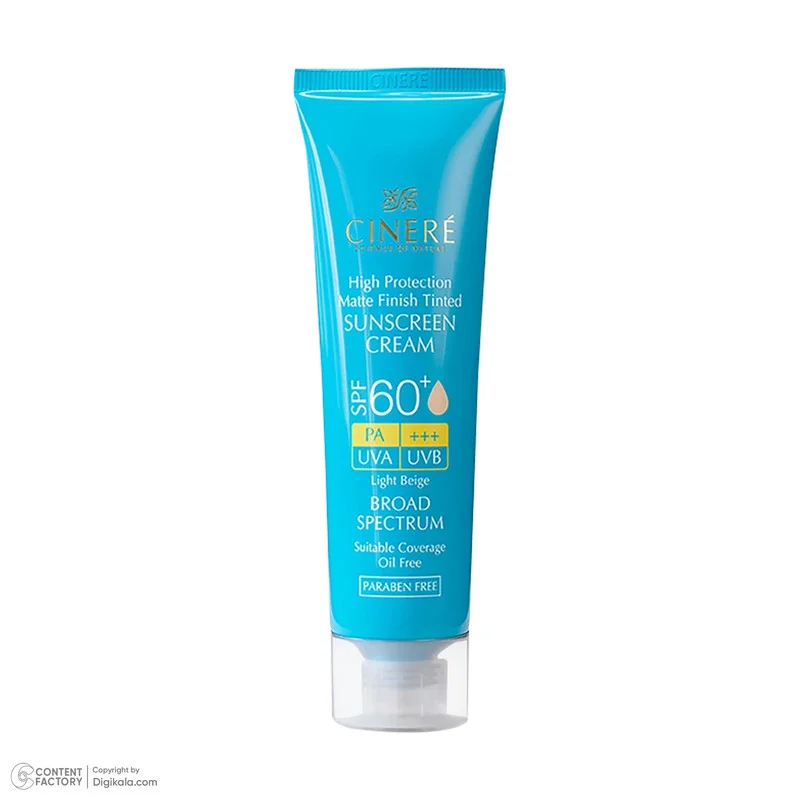 کرم ضدآفتاب رنگی سینره +SPF60 مدل 8411، مناسب پوست‌های چرب، حجم 50 میلی‌لیتر