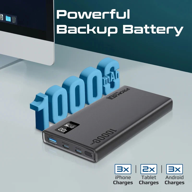 پاوربانک پرومیت مدل BOLT-10PD ظرفیت 10000 میلی آمپر ساعت