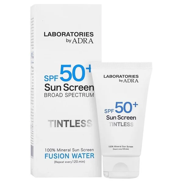 کرم ضد آفتاب بی‌رنگ صورت و گردن آدرا SPF 50 مدل فیوژن واتر محافظ UVA/UVB ‌مناسب برای انواع پوست حجم 50 میلی‌لیتر