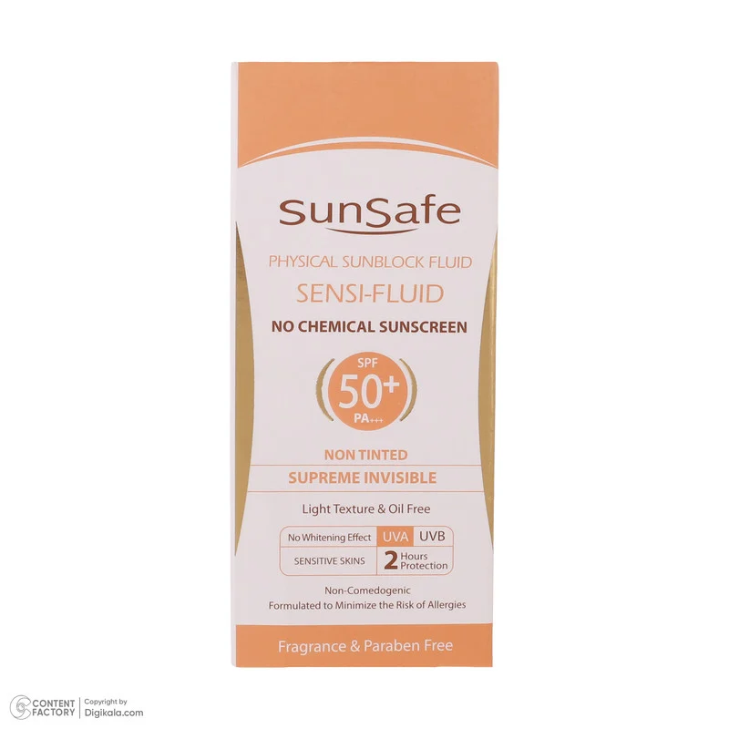 کرم ضد آفتاب بدون رنگ سان سیف SPF 50 مدل SENSI مناسب پوستهای حساس حجم 50 میلی لیتر