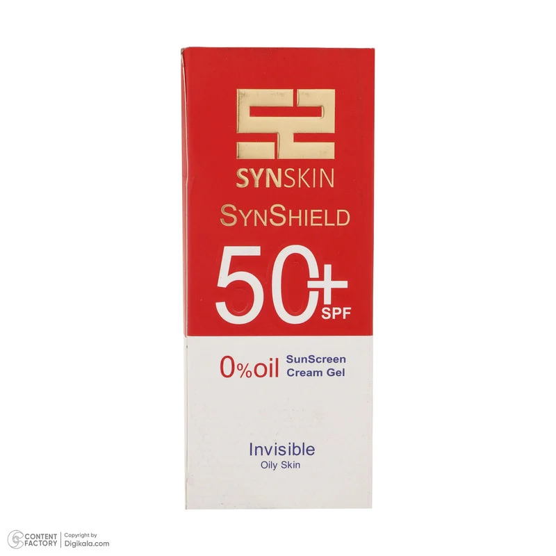 ژل کرم ضدآفتاب ساین اسکین بدون رنگ SPF50 مدل SynShield، مناسب پوست‌های چرب، حجم 50 میلی‌لیتر