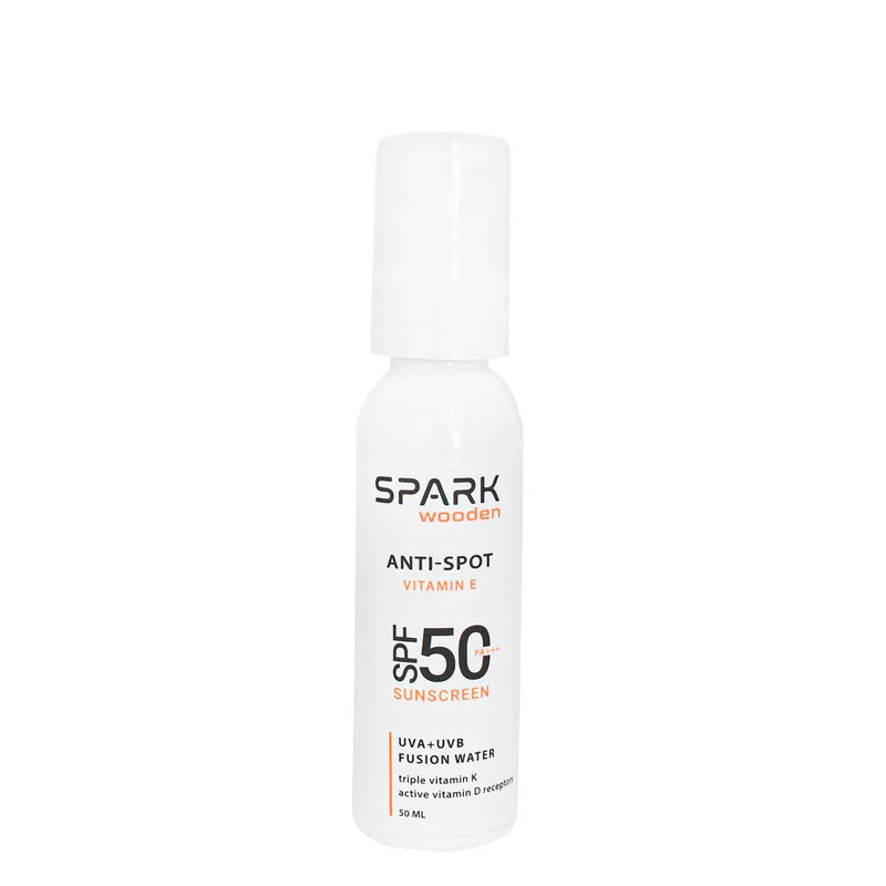 کرم ضد آفتاب بی‌رنگ دست و صورت و بدن اسپارک وودن SPF 50 مدل ویتامین E ‌مناسب برای انواع پوست حجم 50 میلی‌لیتر