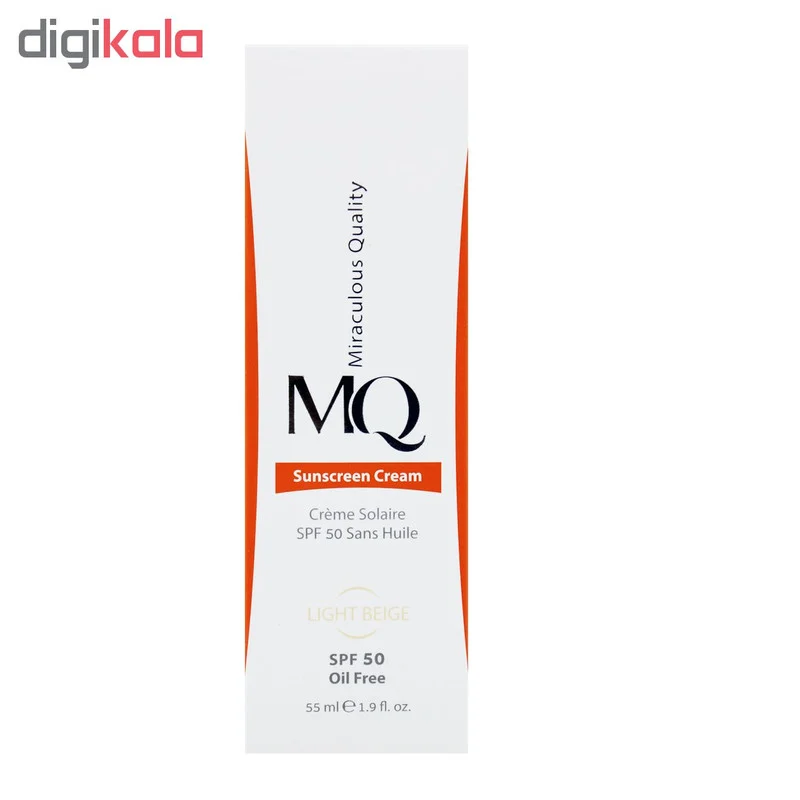 کرم ضدآفتاب رنگی ام کیو SPF50 مدل LIGHT BEIGE، مناسب پوستهای چرب، حجم 55 میلیلیتر