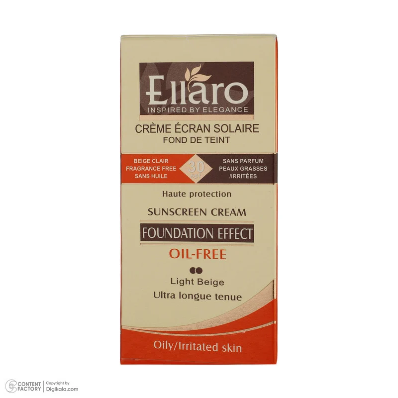 کرم ضد آفتاب رنگی الارو SPF30 سری Foundation Effect مدل Light Beige مناسب پوست های چرب تحت لیسانس حجم 40 میلی لیتر