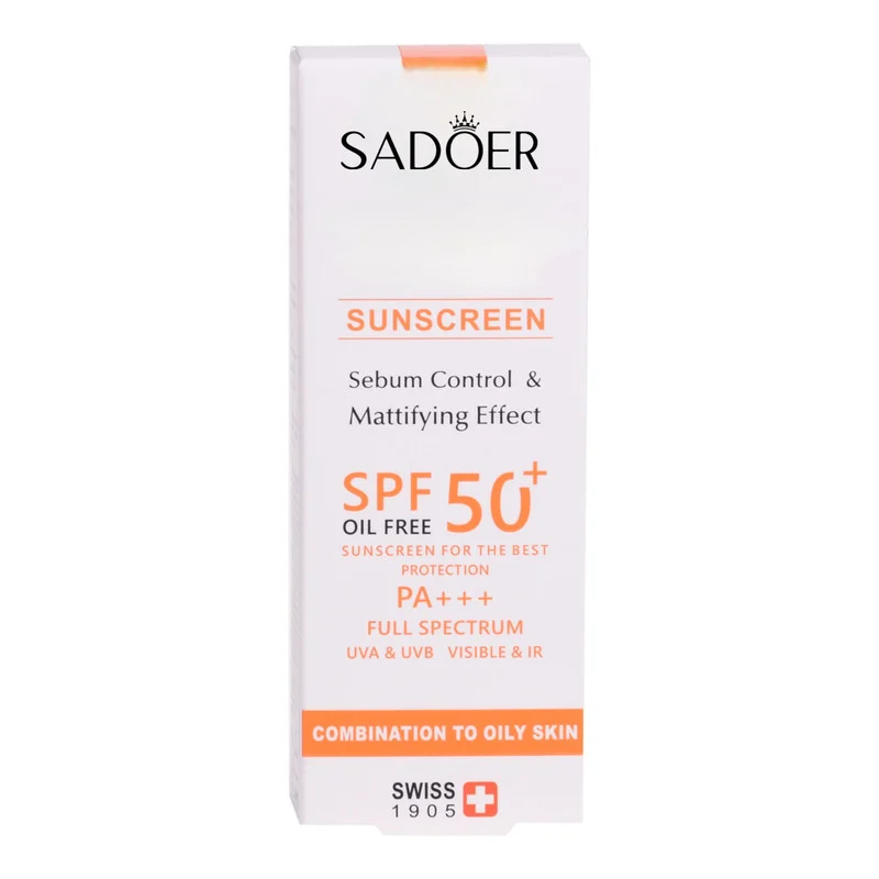 کرم ضدآفتاب بدون رنگ سادور SPF 30 مدل PI محافظ UVB,UVAوP+++ مناسب انواع پوست حجم 40 میلیلیتر