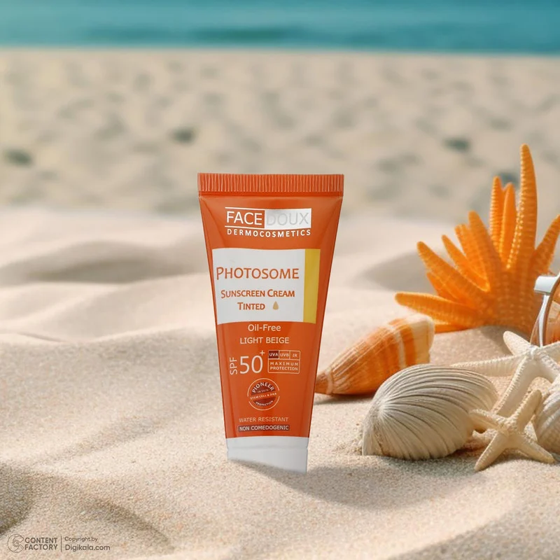 کرم ضد آفتاب رنگی فیس دوکس، SPF 50، مدل فتوزوم، مناسب انواع پوست با تنالیته روشن و حجم 40 میلی‌لیتر، غیر کومدون‌زا، ضد آب، محافظت‌کننده در برابر اشعه‌های UVA و UVB، دارای فرمولاسیون فاقد چربی، با ماندگاری 2 ساعته