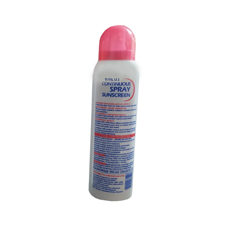 اسپری ضد آفتاب بی‌رنگ وکالی، SPF 50، مدل 001، مناسب انواع پوست چرب با حجم 235 میلی‌لیتر، محافظت‌کننده در برابر اشعه‌های UVA و UVB، ضد آب و مرطوب‌کننده، روشن‌کننده، ضد لک و پیری، دارای فرمولاسیون فاقد چربی، کلاژن، ویتامین‌های C و E، با ماندگاری 2 ساعته