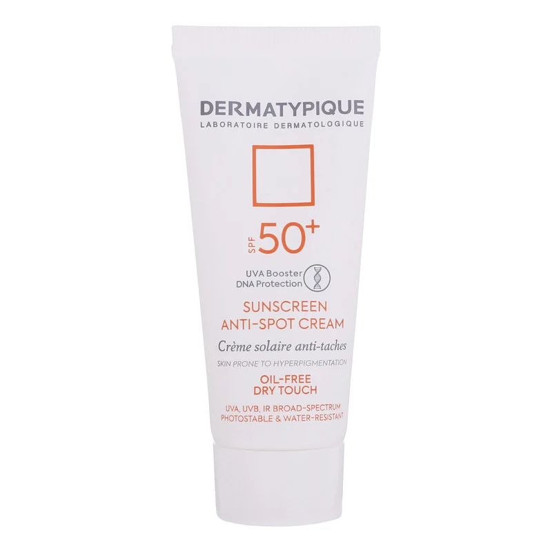 کرم ضدآفتاب بی‌رنگ درماتیپیک SPF50 مدل Anti spot مناسب انواع پوست، حجم 40 میلی‌لیتر