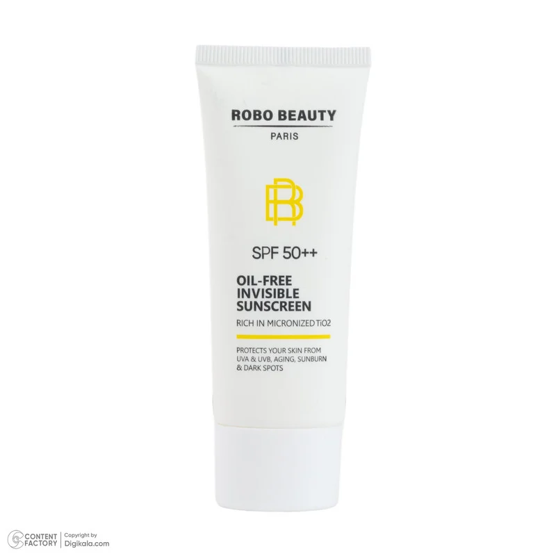 کرم ضد آفتاب بی‌رنگ صورت روبو بیوتی SPF 50 مدل Niacinamide محافظ UVA،UVB مناسب برای انواع پوست حجم 40 میلی لیتر