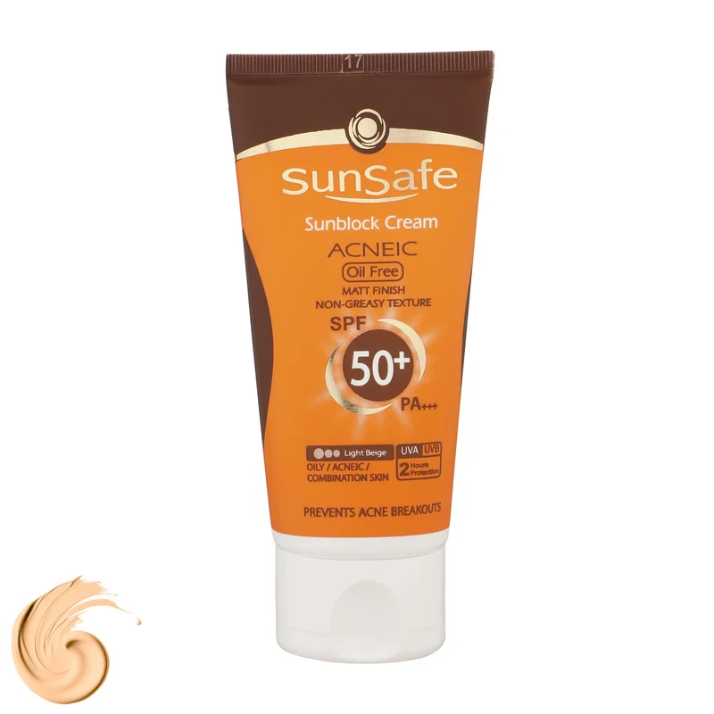 کرم ضدآفتاب و آنتی‌آکنه رنگی سان‌سیف مدل SPF50، مناسب پوست‌های چرب، حجم 50 میلی‌لیتر