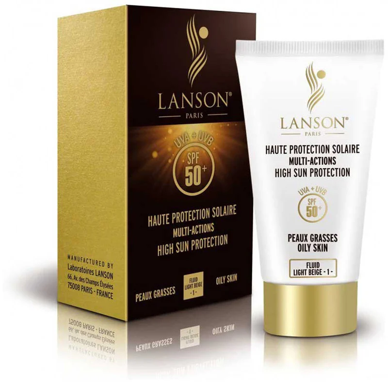 فلوئید ضد آفتاب رنگی لانسون مدل SPF60 شماره 1.5 محافظ UVA ،UVB، مناسب پوست چرب حجم 40 میلی‌لیتر