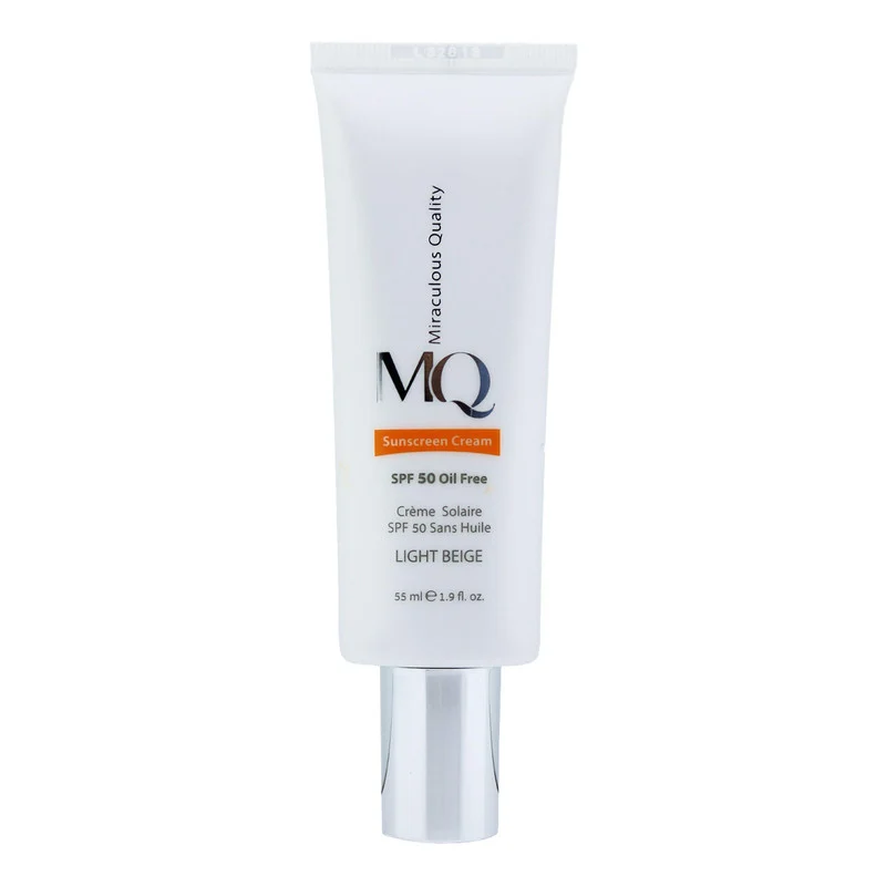 کرم ضدآفتاب رنگی ام کیو SPF50 مدل LIGHT BEIGE، مناسب پوست‌های چرب، حجم 55 میلی‌لیتر