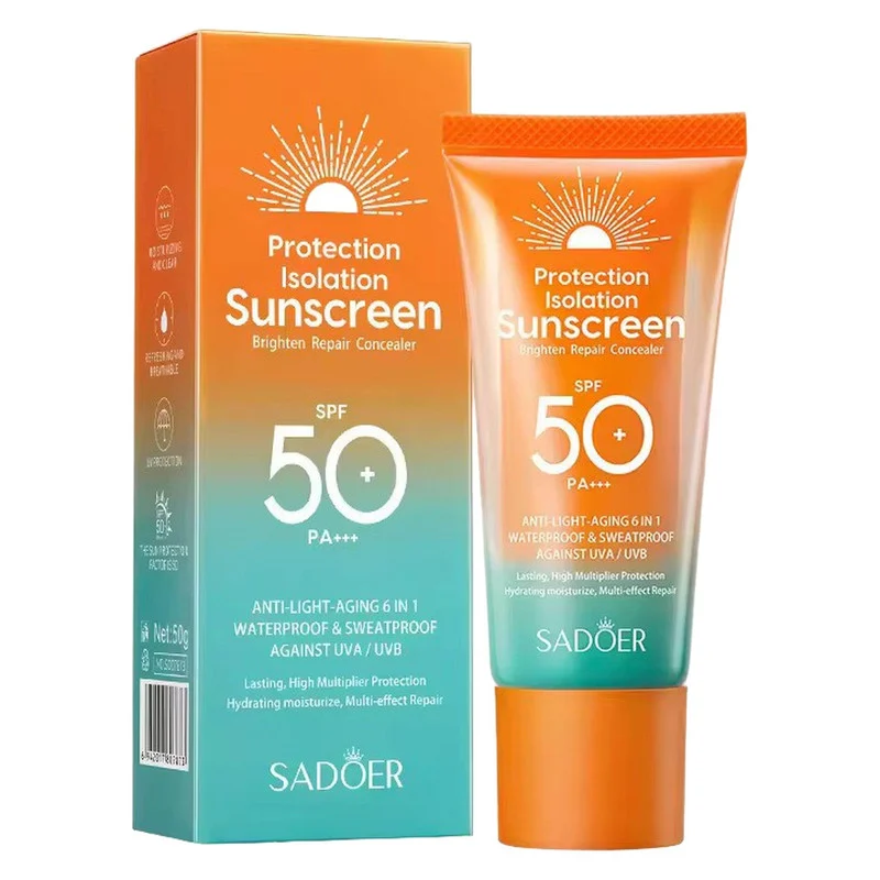 کرم ضد آفتاب بدون رنگ سادور SPF 50 مدل PI محافظ UVA ،UVB و PA+++، ضد حساسیت، ضد چروک و ضد پیری، مناسب انواع پوست‌ وزن 50 گرم