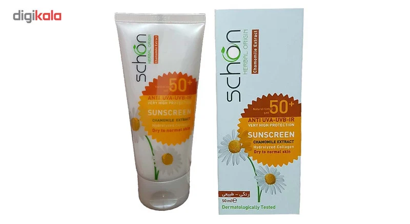کرم ضد آفتاب رنگی شون SPF 50 مدل Chamomile Extract مناسب پوست های خشک حجم 50 میلی لیتر