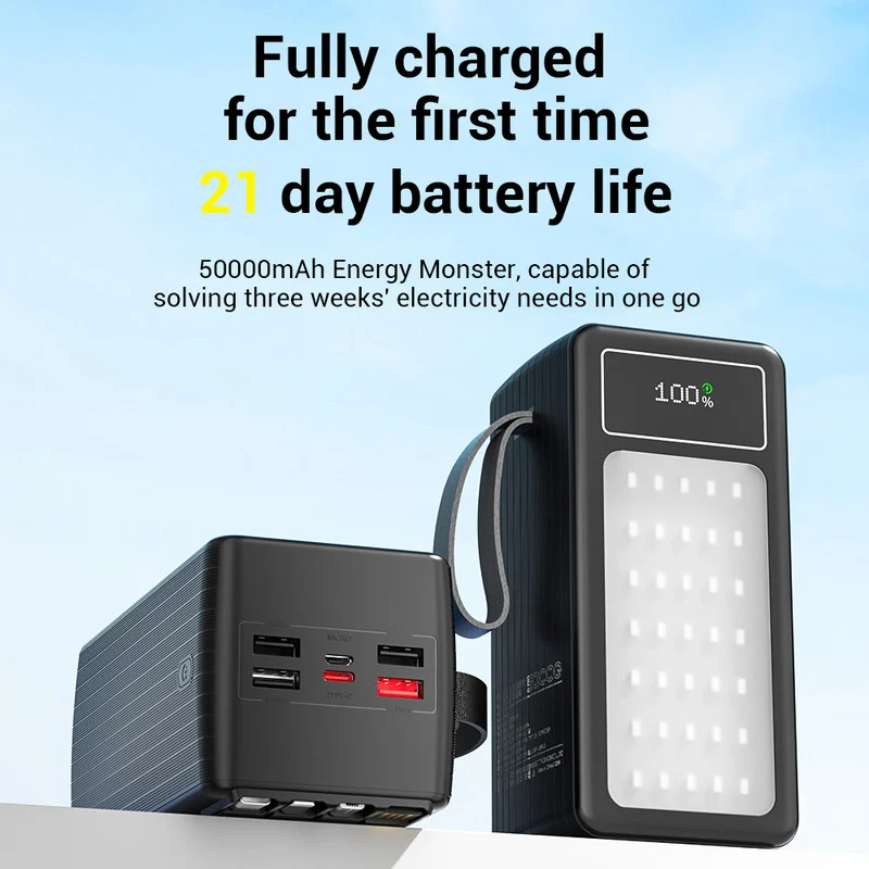 پاوربانک 22.5 وات پی زد ایکس مدل V89s PD Fast Charge ظرفیت 50000 میلی‌آمپرساعت