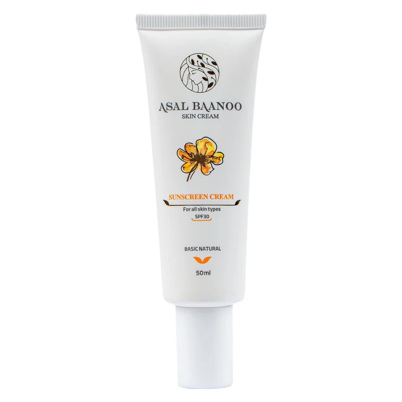 کرم ضد آفتاب بدون رنگ عسل بانو SPF 30 مدل 01 مناسب انواع پوست‌ حجم 50 میلی‌‌لیتر