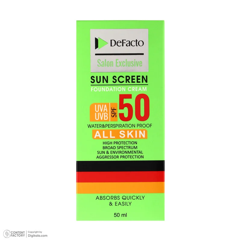 کرم ضد آفتاب رنگی دیفکتو SPF 50 مدل 02 ‌مناسب برای انواع پوست حجم 50 میلی‌لیتر