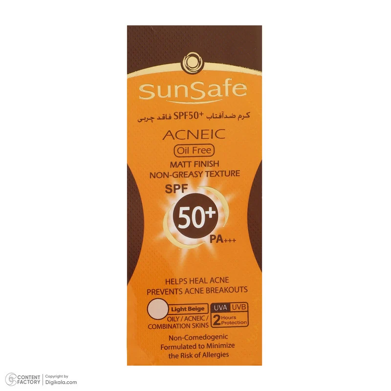 کرم ضدآفتاب و آنتی‌آکنه رنگی سان‌سیف مدل SPF50، مناسب پوست‌های چرب، حجم 50 میلی‌لیتر