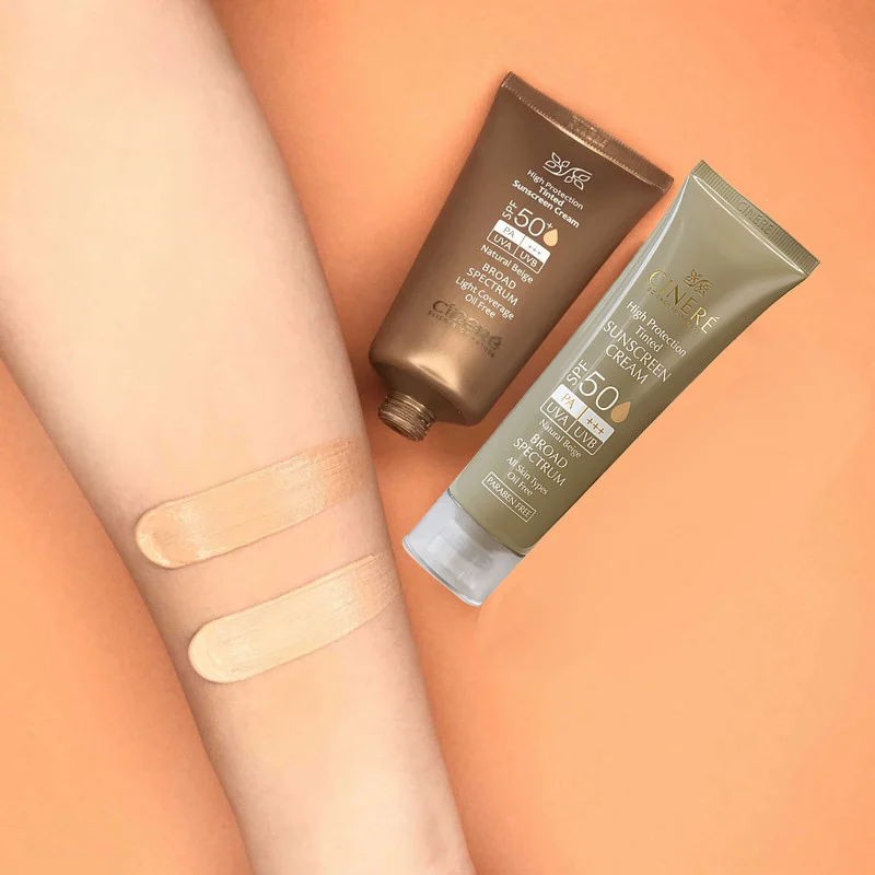 کرم ضدآفتاب رنگی سینره SPF50 مدل Broad Spectrum مناسب انواع پوست، حجم 50 میلی‌لیتر