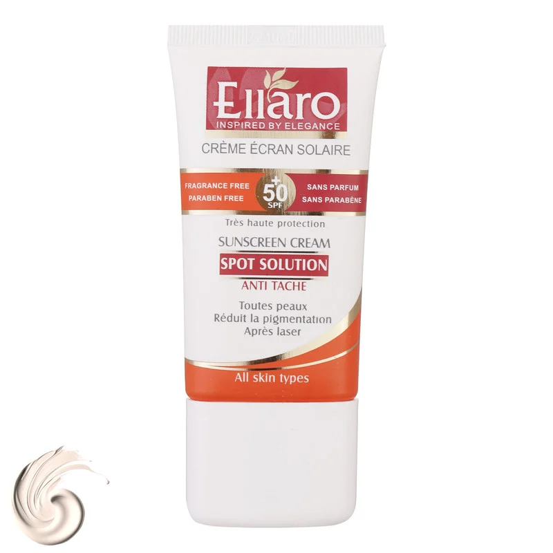 کرم ضد آفتاب و ضد لک بدون رنگ الارو SPF50 مدل Spot Solution محافظ UVA ،UVB، مناسب انواع پوست تحت لیسانس حجم 40 میلی‌لیتر