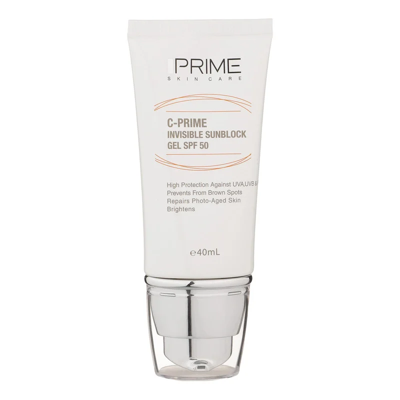 ژل ضدآفتاب بی‌رنگ پرایم SPF50 مدل C-Prime مناسب برای انواع پوست، حجم 40 میلی‌لیتر