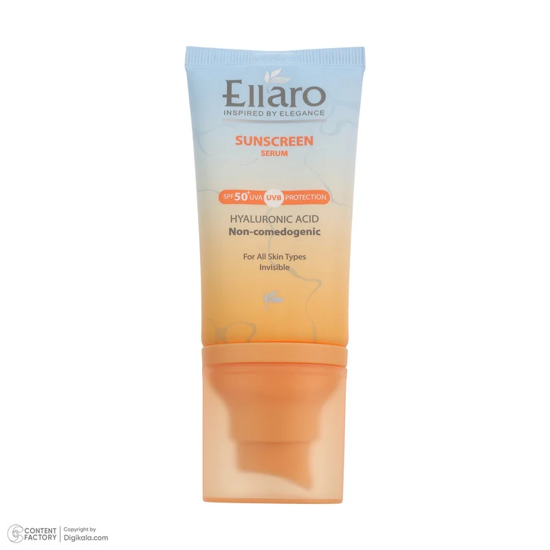 کرم ضد آفتاب بیرنگ صورت الارو SPF 50 مدل Hyaluronic acid محافظ در برابر اشعه UVA و UVB مناسب برای انواع پوست حجم 40 میلیلیتر