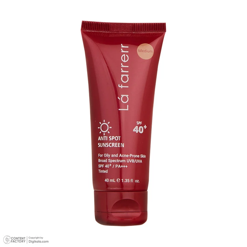 کرم ضدآفتاب و ضدلک رنگی لافارر مدل SPF40-Medium، مناسب پوست‌های چرب، حجم 40 میلی‌لیتر