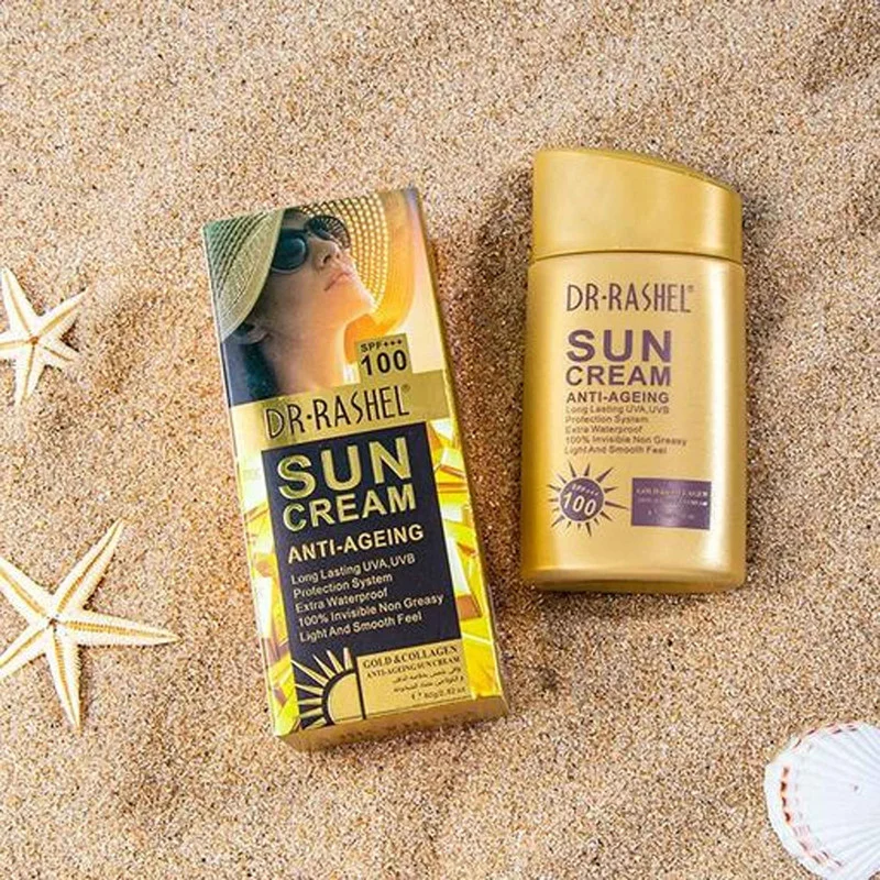 کرم ضد آفتاب بی رنگ دکتر راشل SPF 100 مدل anti aging ‌مناسب انواع پوست حجم 80 میلی‌ لیتر
