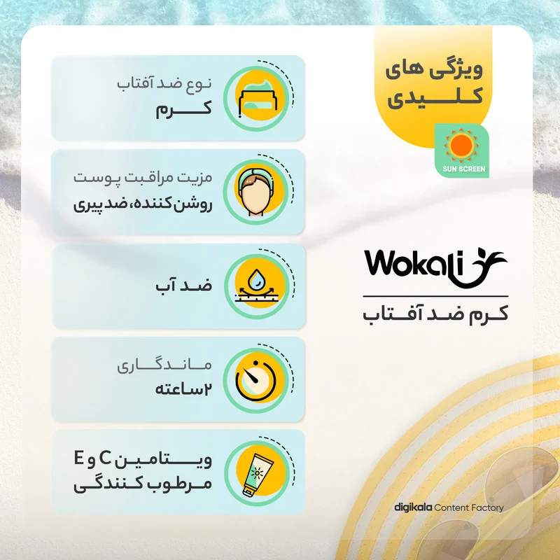 لوسیون ضدآفتاب بی‌رنگ ووکالی مدل SPF60 مناسب انواع پوست، حجم 130 میلی‌لیتر