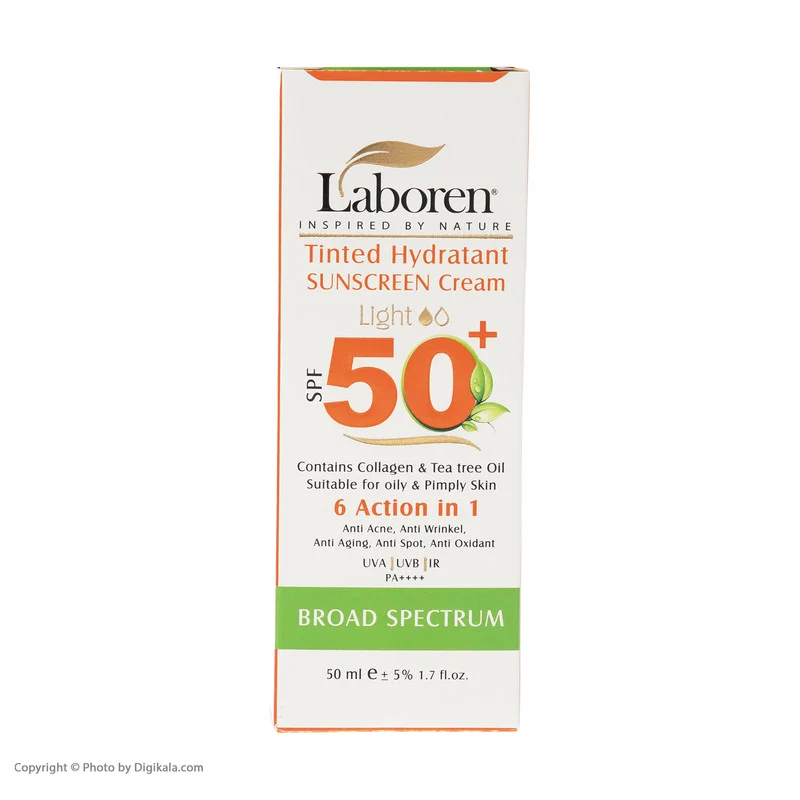 کرم ضد آفتاب رنگی لابورن +SPF50 کد 01 حجم 50 مناسب پوست های چرب حجم 50 میلیلیتر