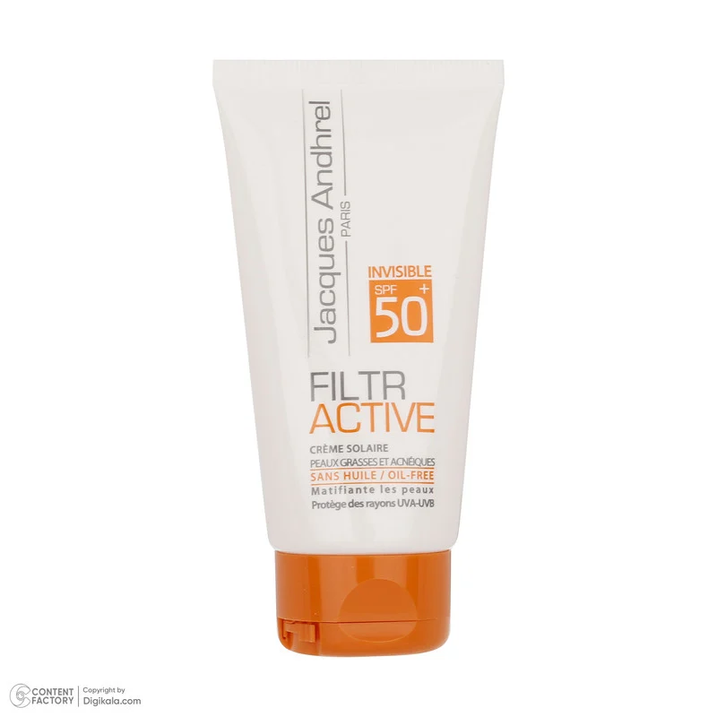 کرم ضد آفتاب بدون رنگ ژاک آندرل پاریس SPF 50 مدل FILTR ACTIVE ‌مناسب پوست‌های چرب و مستعد آکنه حجم 50 میلی‌لیتر