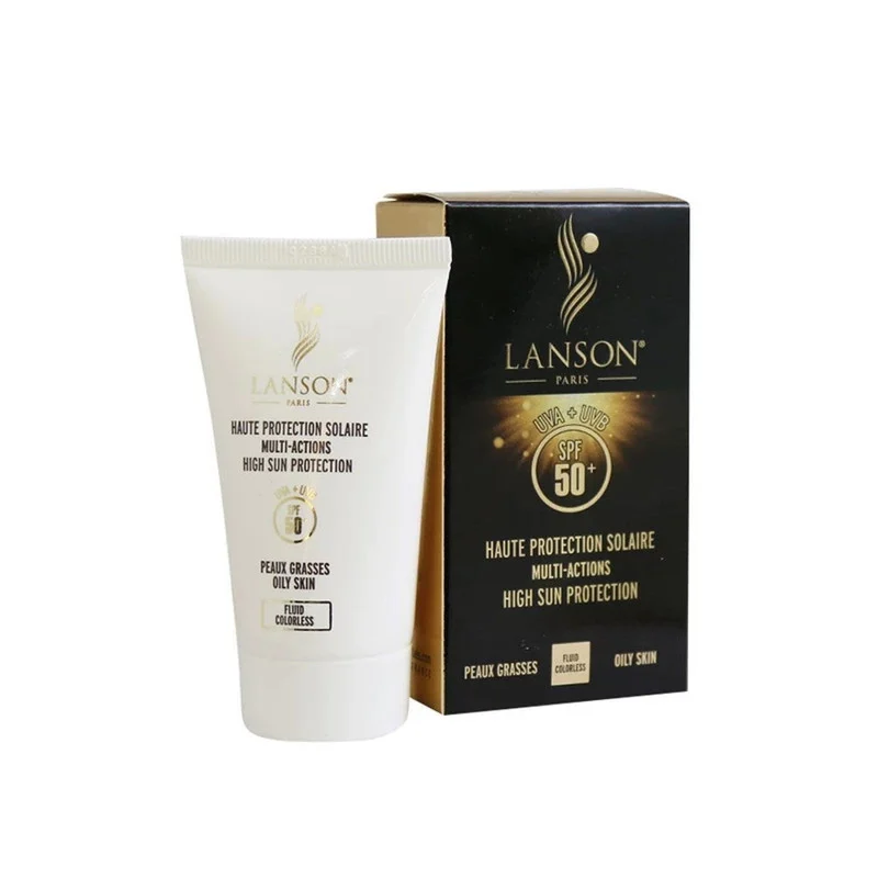 کرم ضدآفتاب بی‌رنگ لانسون SPF50 مدل مولتی اکشن، مناسب پوست‌های خشک، حجم 40 میلی‌لیتر