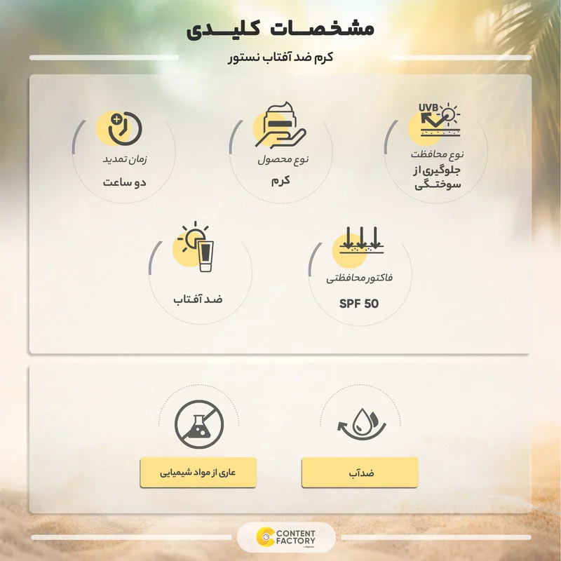 کرم ضد آفتاب رنگی نستور SPF50 مدل ویتامین C مناسب انوع پوست حجم 100 میلی لیتر