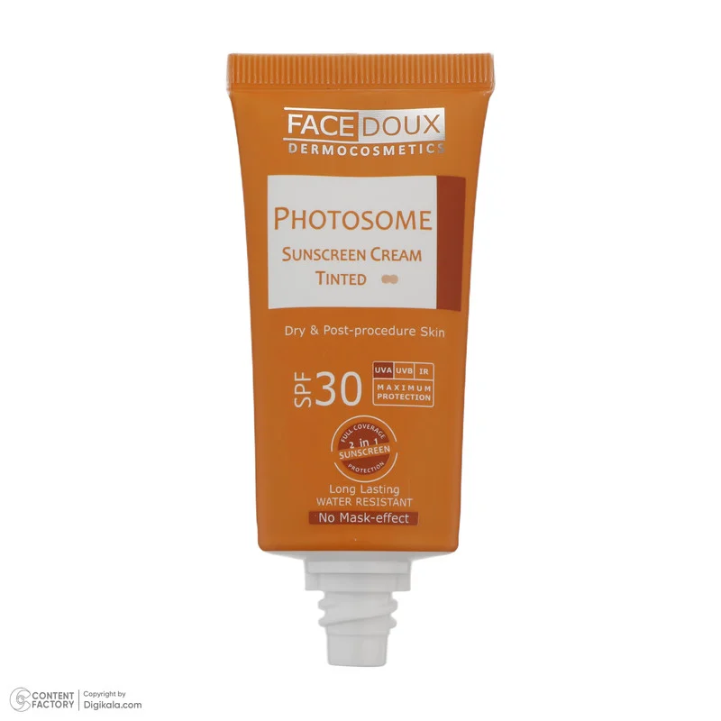 کرم ضد آفتاب رنگی فیس دوکس SPF 30 مدل photosome 02 محافظ اشعه UVA و UVB، ‌ضد آب، مناسب پوست های خشک حجم 40 میلی لیتر